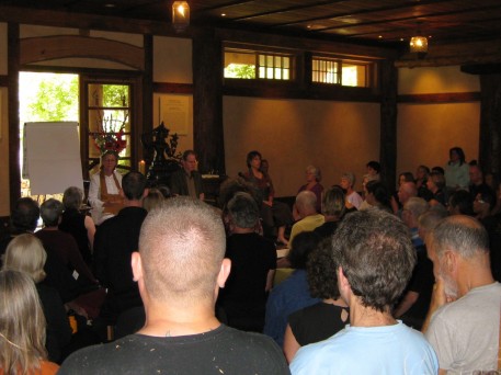 Listening to Roshi Joan, Dan Siegel and Natalie Goldberg during a session. 