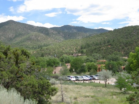 View across the parking lot to the Upaya Zen Center