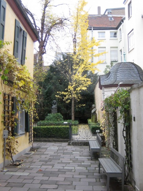 On the left is the Beethoven House. The garden is behind. 