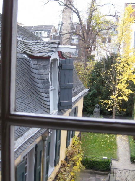 There's the room he was born in. Check out the beautiful slate tile roofing 