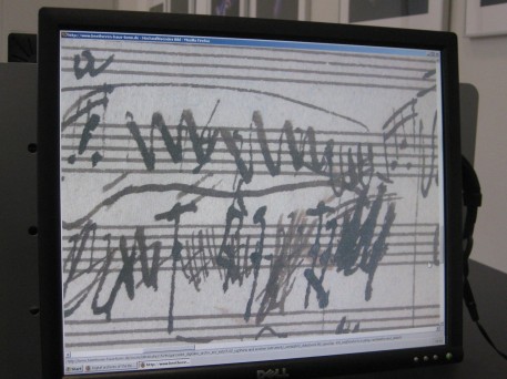 There is a room filled with computers where scholars (or any interested party) can pull up all of his manuscripts, even details like these where you see he wrote with ink over the original pencil when he’d decided to keep something.