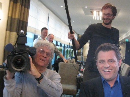 The first of many individual TV interviews following the symposium 