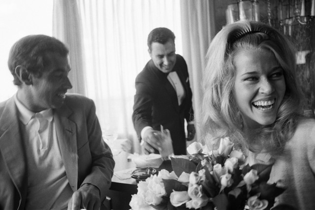 Roger Vadim (left) and Jane Fonda (right) in Las Vegas on their wedding day, 1965 PHOTO: DENNIS HOPPER/HBO 
